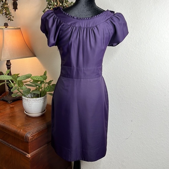 The Limited | Ruffle Neck Dress | Eggplant | Size 4 - Picture 2 of 11